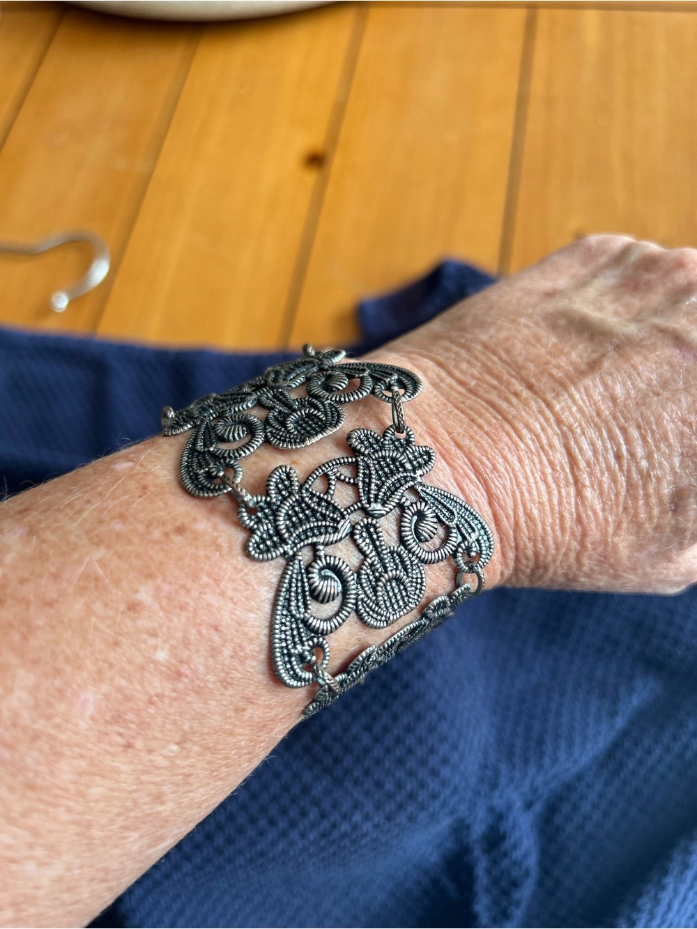 Premier Designs Antique Silver Filigree Cuff Bracelet